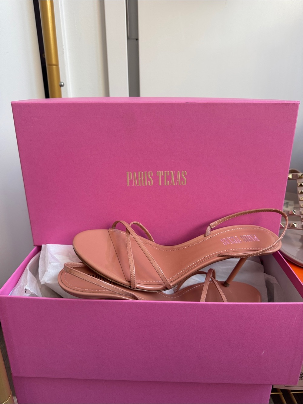 Paris Texas Coral Pink Strappy Slingback Heels